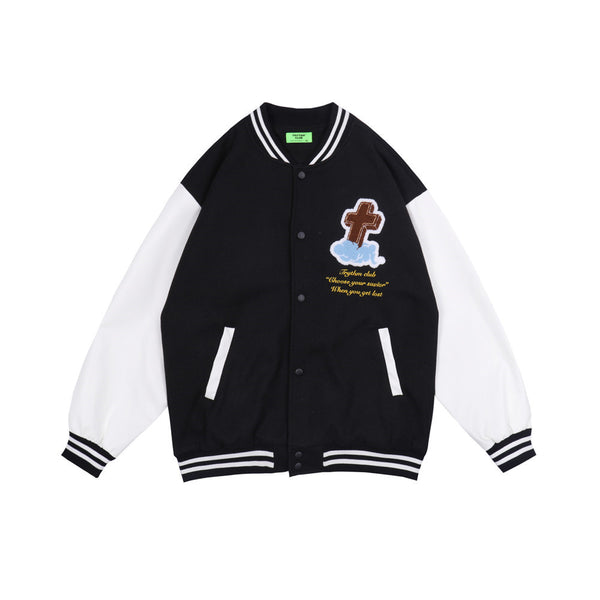Chaqueta Suelta con Cuello Alto Contrastado - Estilo Urbano