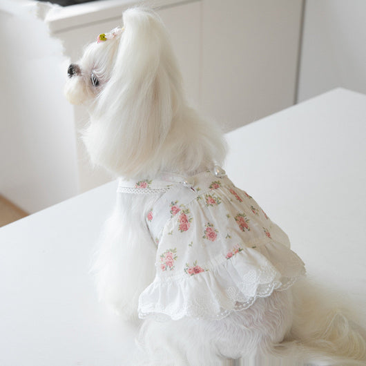 Falda para Perro con Estampado Floral Pueblerino y Encaje - Image 14