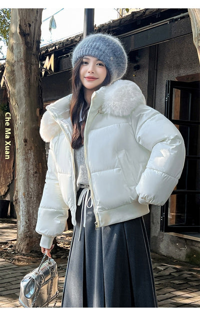 Chaqueta Acolchada Corta de Algodón con Cuello de Pelaje - Image 28