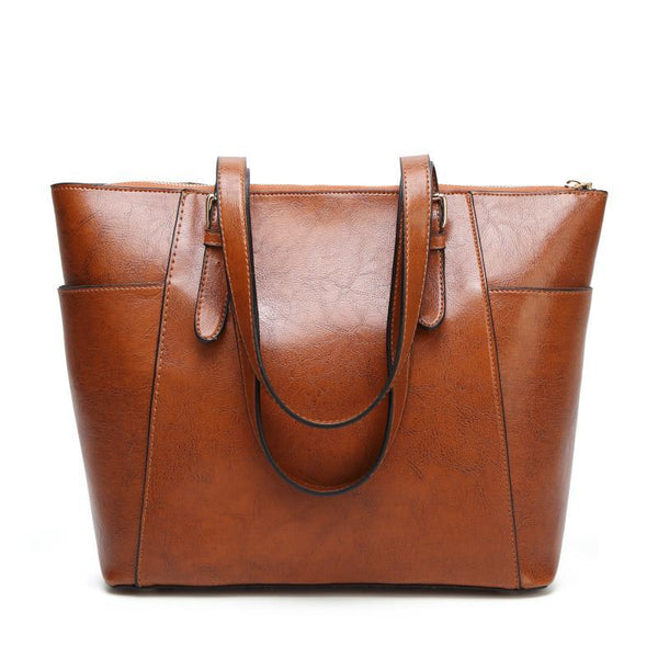 Bolso Tote de Cuero Encerado para Mujer - Gran Capacidad