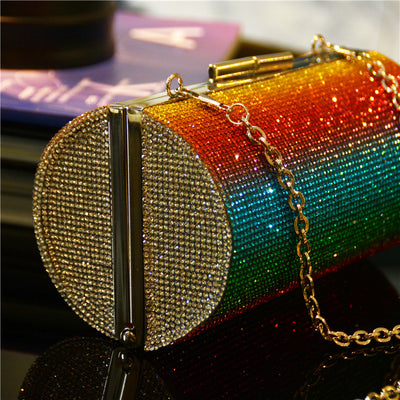 Bolso de Noche Degradado Arcoíris con Diamantes de Lujo para Mujer - Image 2