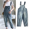 Pantalones Denim Cropped Vintage Holgados con Tirantes para Mujer