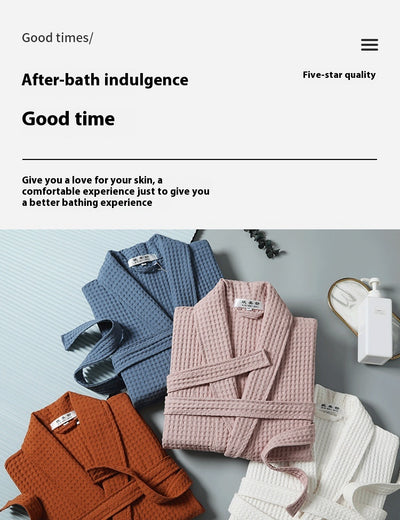Bata de Baño Larga 100% Algodón Textura Waffle - Image 15