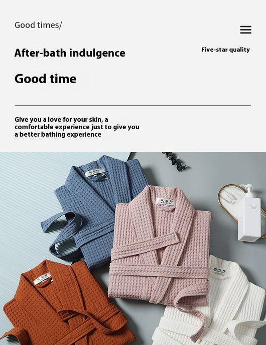 Bata de Baño Larga 100% Algodón Textura Waffle - Image 15
