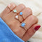 Juego de Anillos de Ópalo Simulado en Colores Candy
