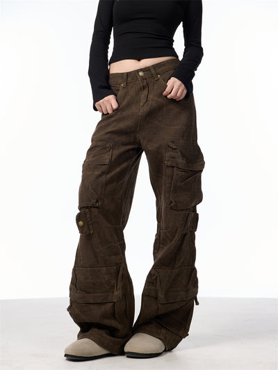 Pantalones Cargo Camuflaje Mujer Pierna Ancha Suelta - Image 25