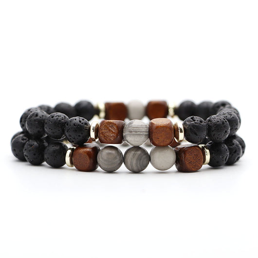 Pulsera de Piedra Volcánica Lava y Ojo de Tigre - Image 28