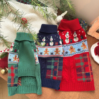 Suéter Navideño para Mascotas - Diseño Muñeco de Nieve y Jengibre - Image 18