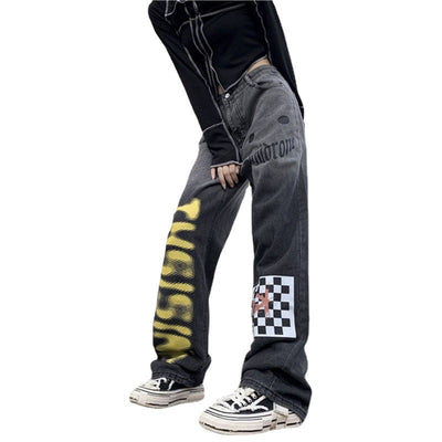 Pantalones Jeans Rectos Harajuku Degradado - Cintura Alta Mujer - Image 5