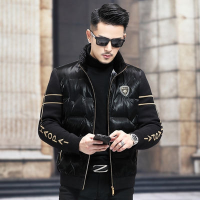 Chaqueta de Plumón para Hombre con Cuello Alzado y Mangas Tejidas - Image 8
