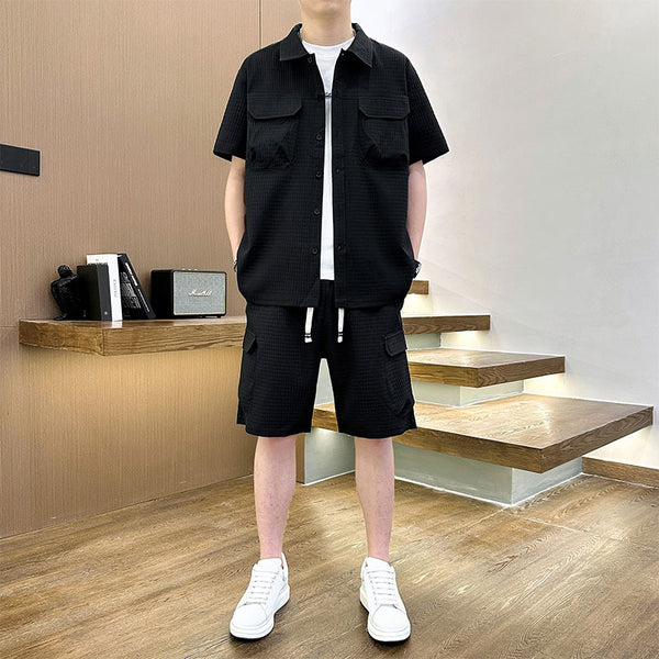 Traje de Camiseta con Solapa Estilo Coreano para Hombre