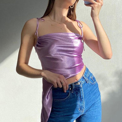 Top Satinado Escote U con Moño y Espalda Descubierta - Image 17