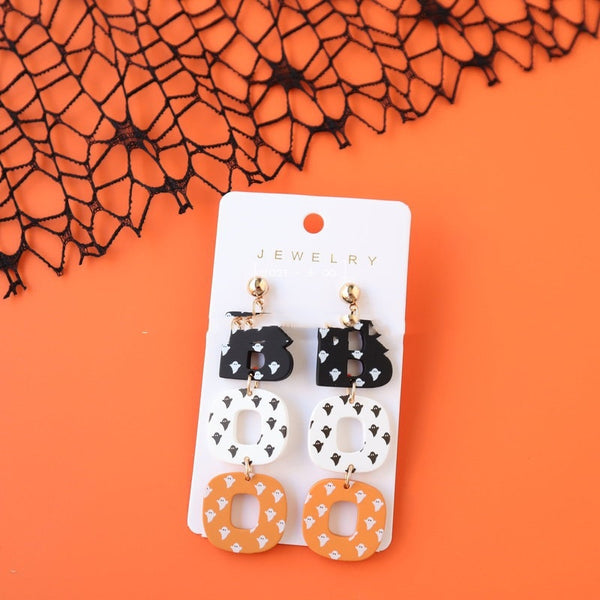 Aretes de Arcilla Polimérica BOO - Diseño Fantasma Halloween