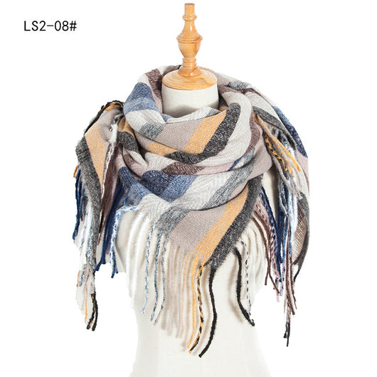 Pañuelo Cuadrado Rayado con Flecos para Mujer y Hombre - Image 22