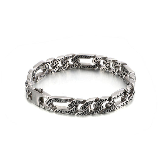 Pulsera de Acero Titanio Estilo Punk Retro para Hombre