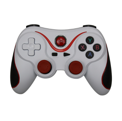 White and red wireless Bluetooth game controller with a black cellphone clip for Android mobile gaming. - Image 17