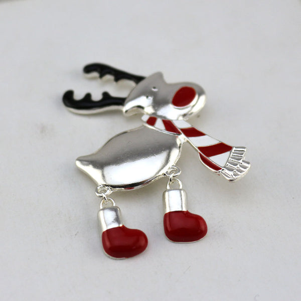 Broche Esmaltado Reno Navideño