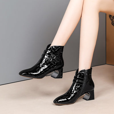 Botas Martin Tacón Alto Estampado Borgoña - Image 2
