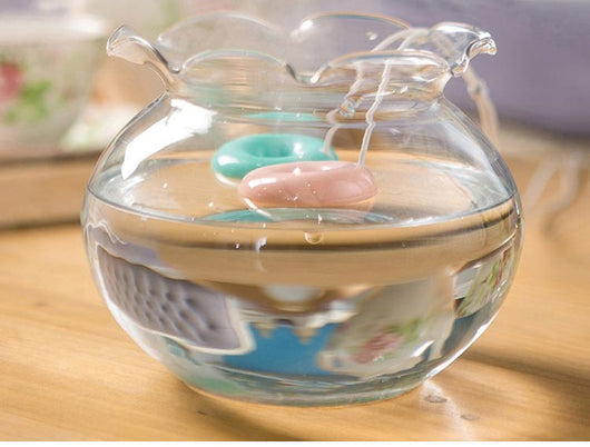 Bright blue donut-shaped mini portable USB air humidifier purifier with a white central filter and silver button. - Image 5