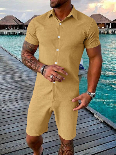 Conjunto Casual de Camisa y Shorts para Hombre - Image 11