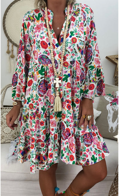 Vestido Camisa Holgado con Cuello Mao Fruncido - Image 16