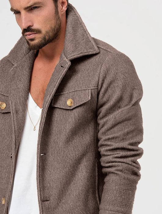 Abrigo de Lana para Hombre Elegante Botón Simple Diseño Liso - Image 8