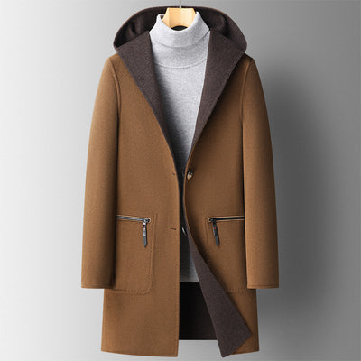 Abrigo de Lana Reversible con Capucha para Hombre - Largo Medio - Image 8