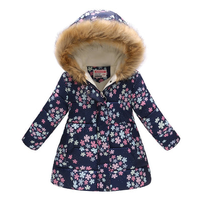 Chaqueta de Algodón Acolchada con Cuello de Pelaje y Capucha - Diseño Cartoon Infantil - Image 11