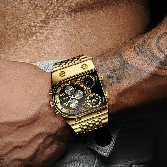 Reloj Casual para Hombre Acero Dorado con Esfera Luminosa