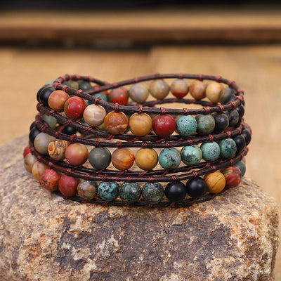 Pulsera de Turquesa Africana Tejida a Mano con Piedra Natural - Image 9