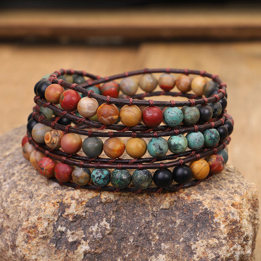 Pulsera de Turquesa Africana Tejida a Mano con Piedra Natural - Image 9