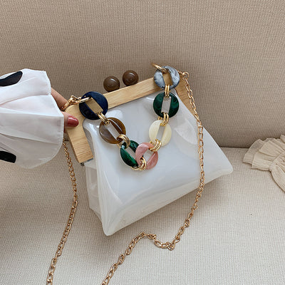 Bolso Mensajero Transparente con Cadena para Mujer