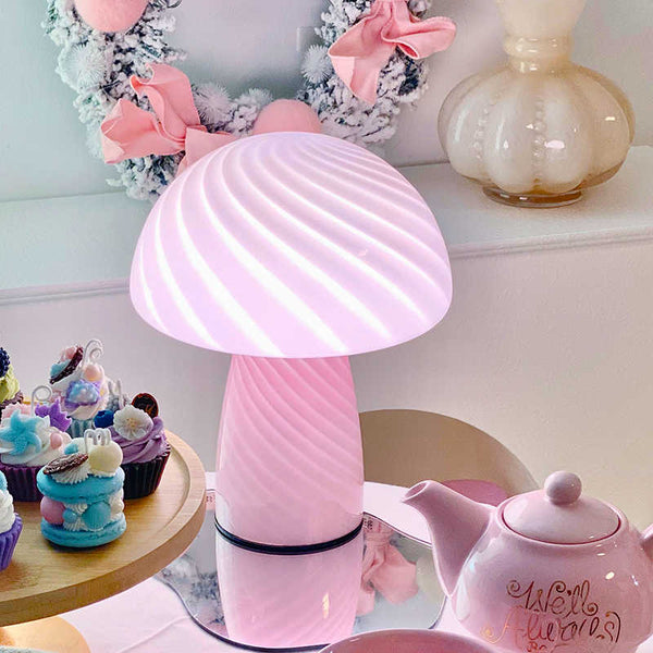 Lámpara de Mesa Seta Rayada en Crema