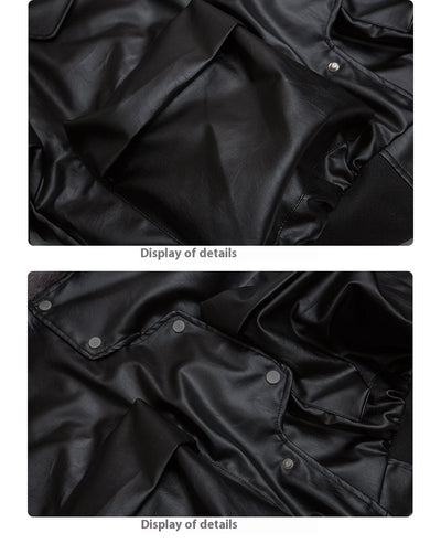 Abrigo Acolchado de Cuero PU Retro con Bolsillos Tridimensionales para Hombre - Image 8