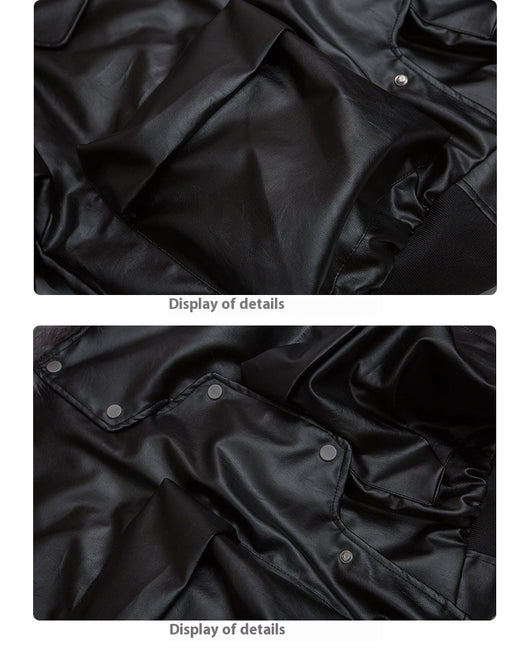 Abrigo Acolchado de Cuero PU Retro con Bolsillos Tridimensionales para Hombre - Image 8