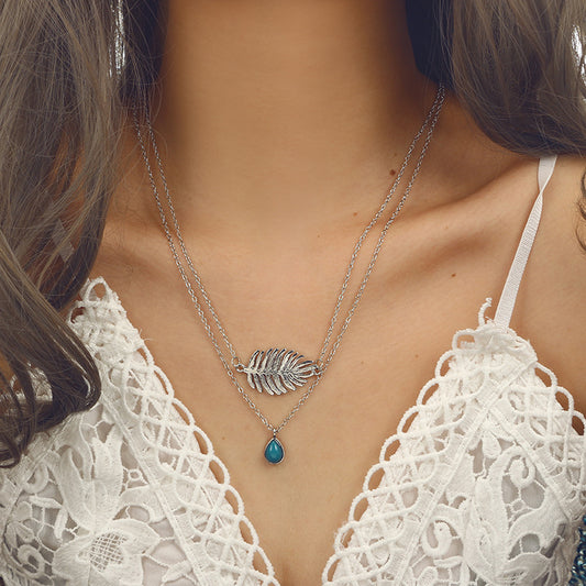 Collar Cadena Multicapa Rama Colgante - Joya de Clavícula Trendy