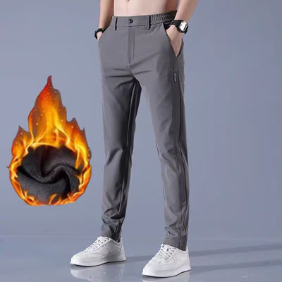 Pantalones Casuales Elásticos para Hombre con Forro Polar y Tela Ice Silk - Image 11