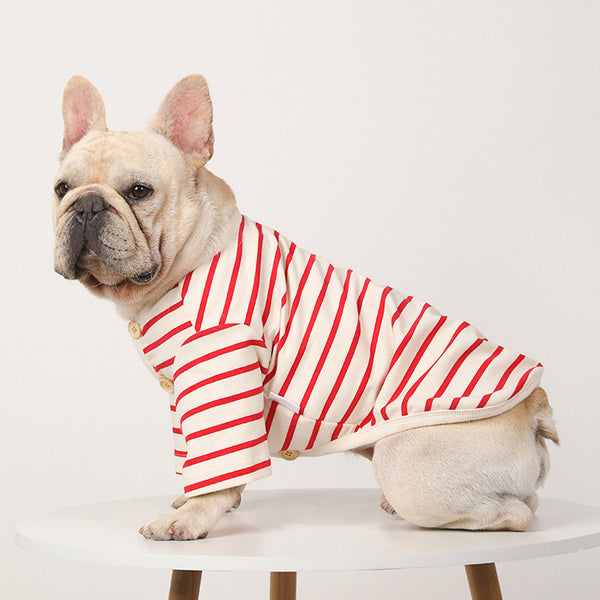 Suéter a Rayas para Perros - Cuello V en Algodón Cálido