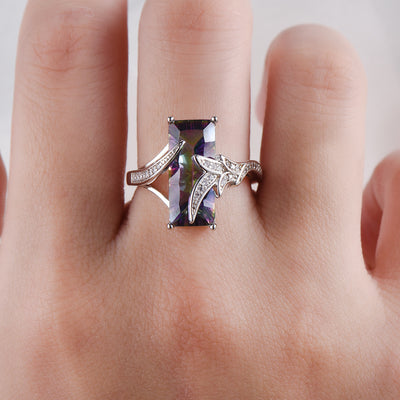 Anillo de Hoja Ópalo Multicolor con Diamante Blanco - Image 3