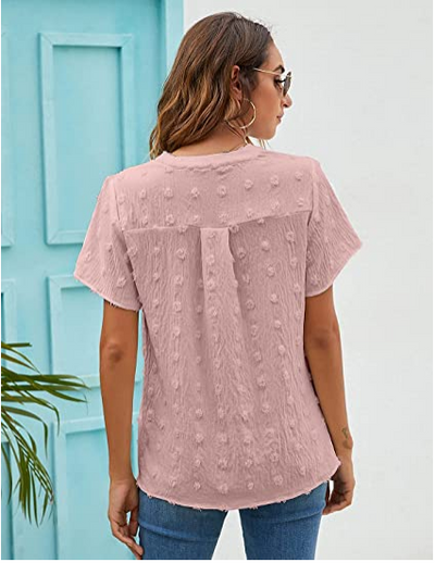 Blusa Chiffón Manga Corta Escote V Lunares - Image 7