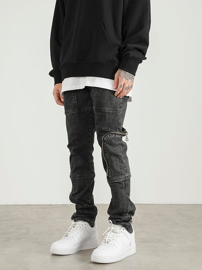 Jeans Slim Fit Gris Desgastado Lavado - Image 8