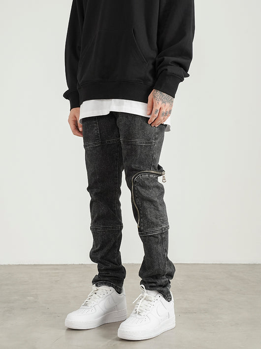 Jeans Slim Fit Gris Desgastado Lavado - Image 8