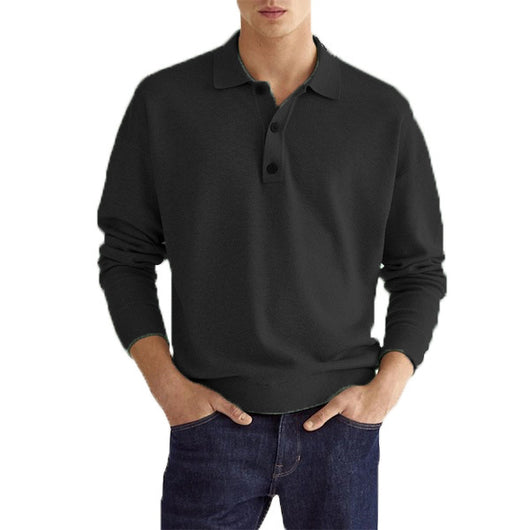 Polo Casual Europeo con Botones y Cuello V - Manga Larga para Hombre - Image 16