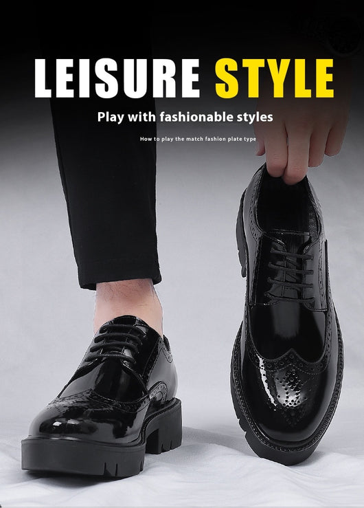 Zapatos de Cuero Casuales Estilo Británico con Tallado Brogue para Hombre - Image 14