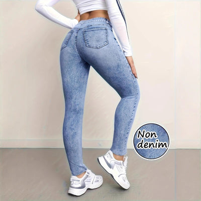 Leggings Deportivos Estampado Denim Falso - Image 3