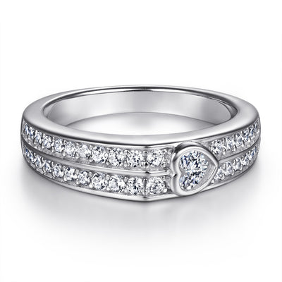 Anillo de Boda para Mujer Corazón con Diamantes en Fila - Image 7