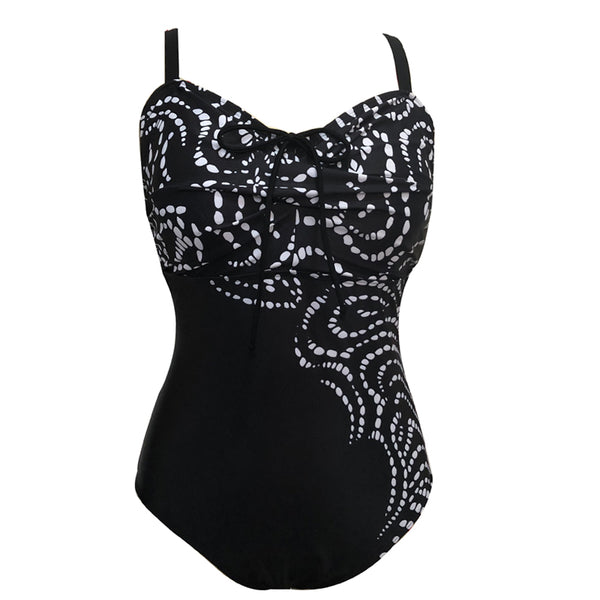 Traje de Baño Estampado Patchwork Negro - Image 6
