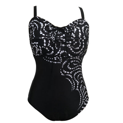 Traje de Baño Estampado Patchwork Negro - Image 6