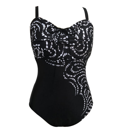 Traje de Baño Estampado Patchwork Negro - Image 6