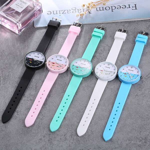 Reloj Infantil para Niñas con Correa de Silicona de Colores y Diseño de Pez